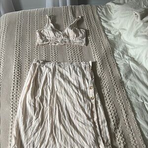 Striped Two-Piece Set in Cream and White